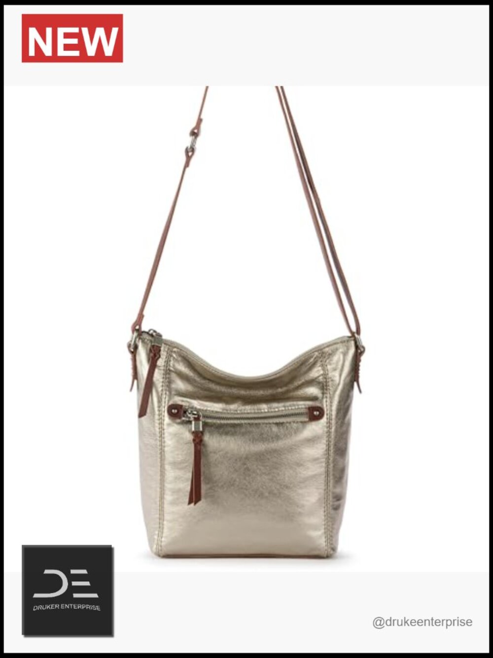 Leather Slouchy Crossbody Bag with Adjustable Strap - Picture 5 of 6